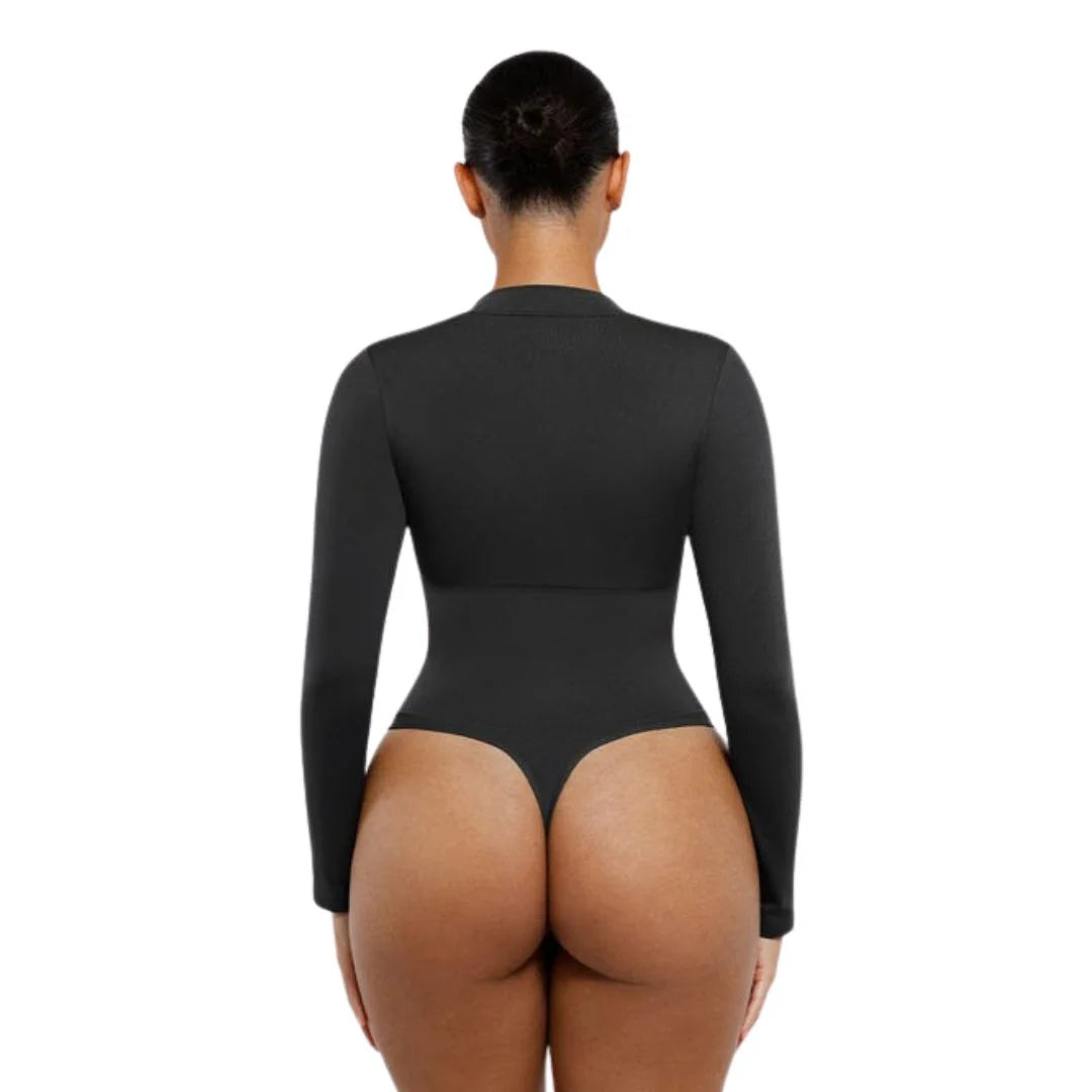 Long-Sleeved Zipper Sculpting Bodysuit