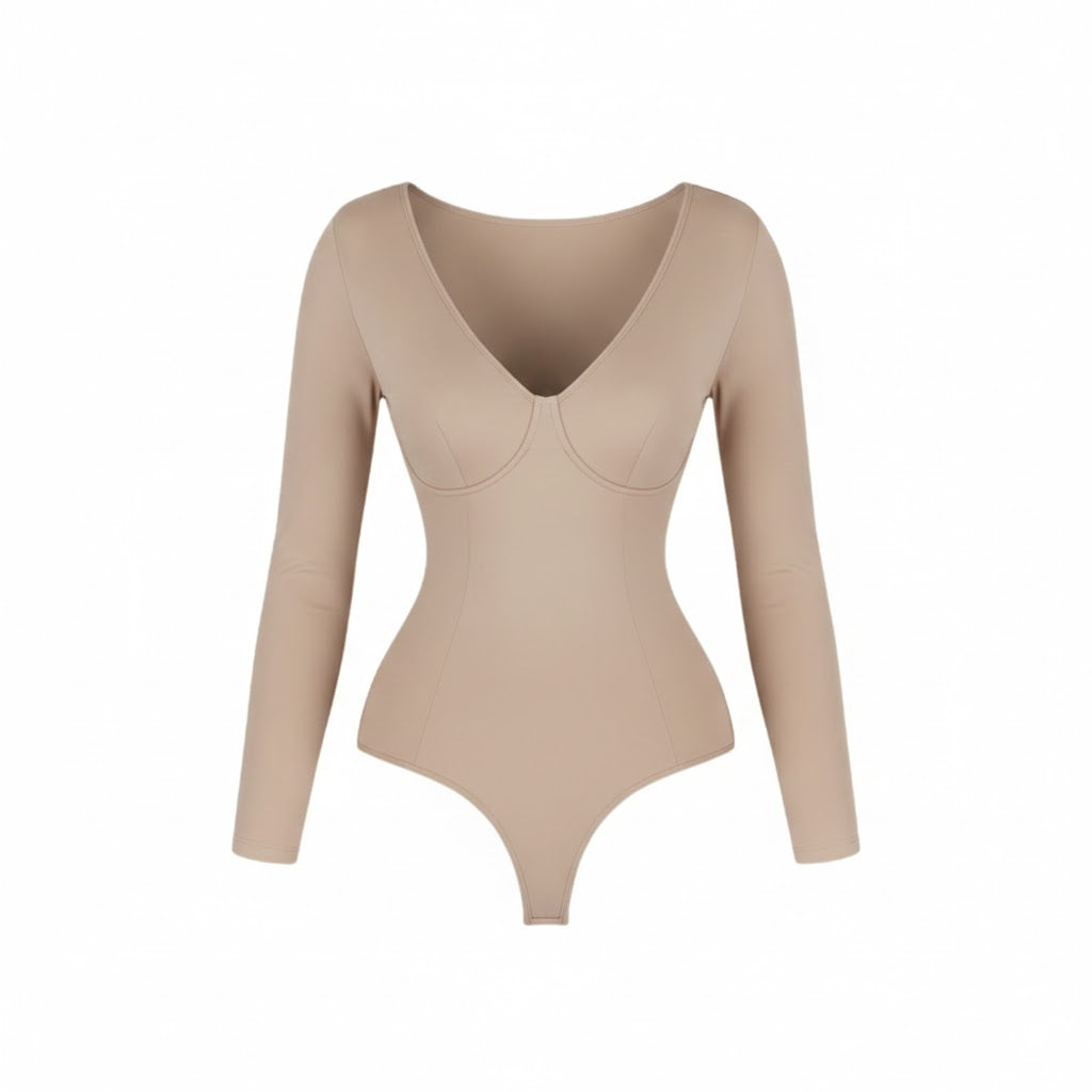 Long Sleeve V-Neck Sculpting Bodysuit