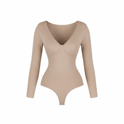Long Sleeve V-Neck Sculpting Bodysuit