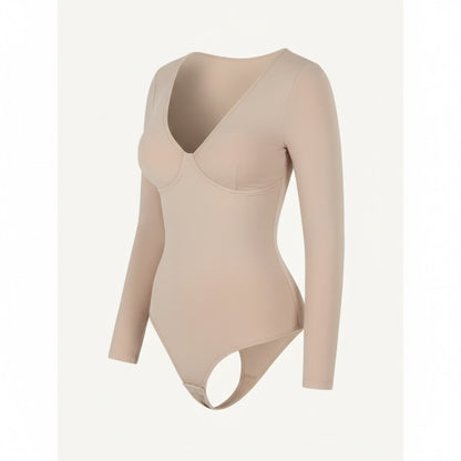 Long Sleeve V-Neck Sculpting Bodysuit